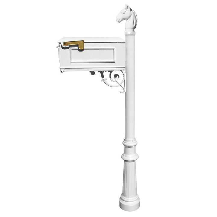 QualArc Lewiston Equine Complete Mailbox with Fluted Base and Horsehead