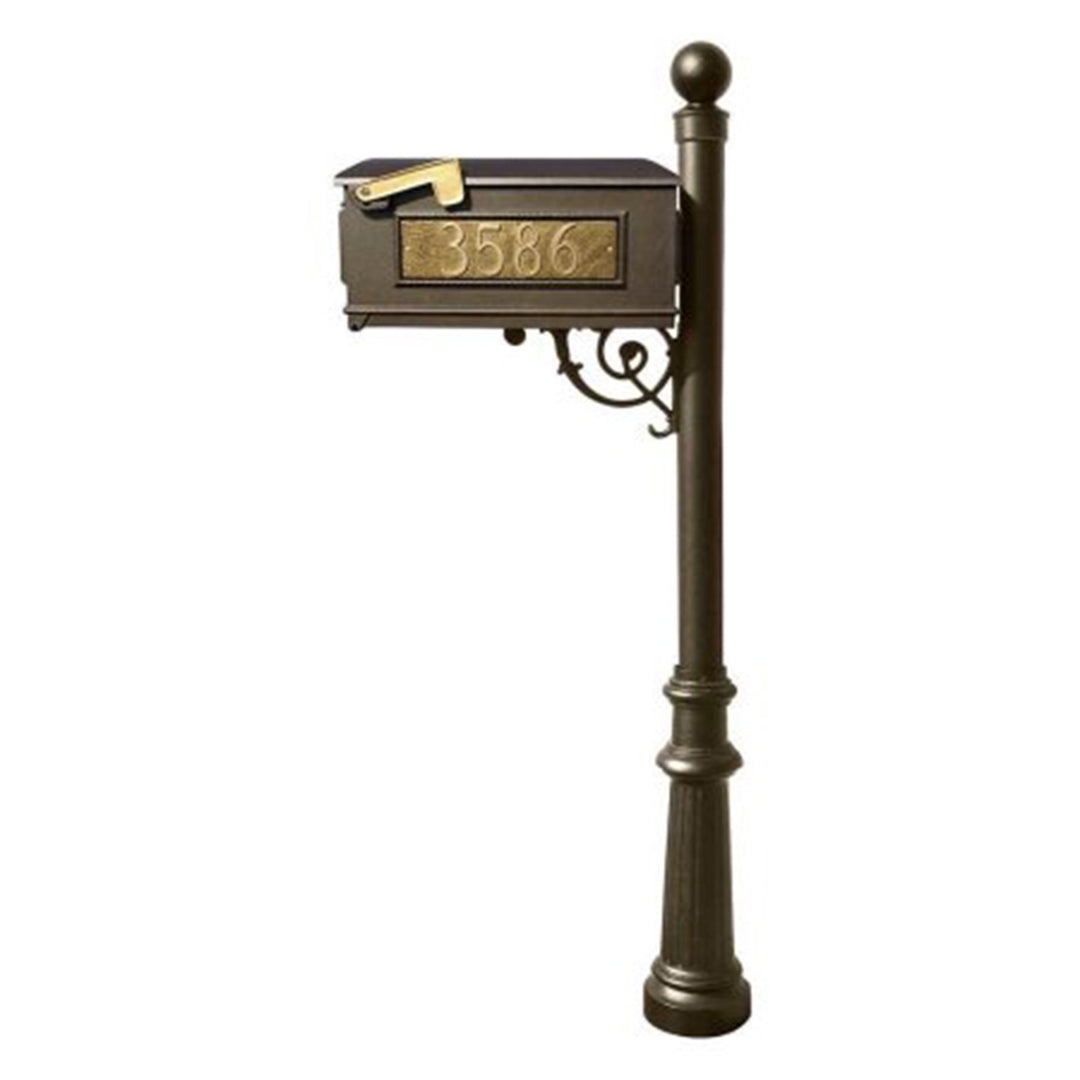 QualArc Lewiston Complete Mailbox Post with Fluted Base & Ball