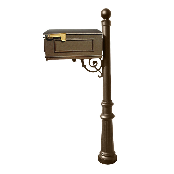 QualArc Lewiston Mailbox with Fluted Base and Ball Finial