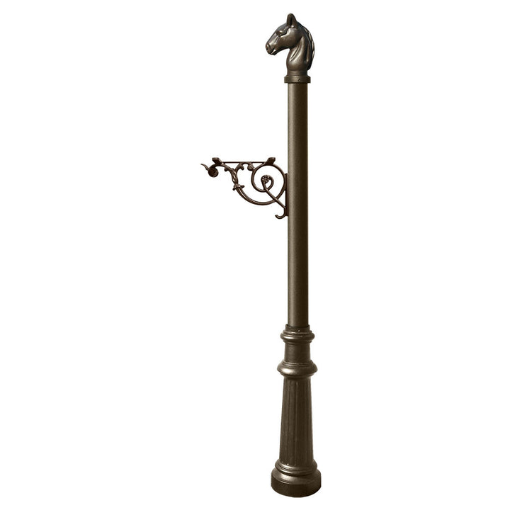 QualArc Lewiston Equine Mailbox Post with Fluted Base and Horsehead Finial