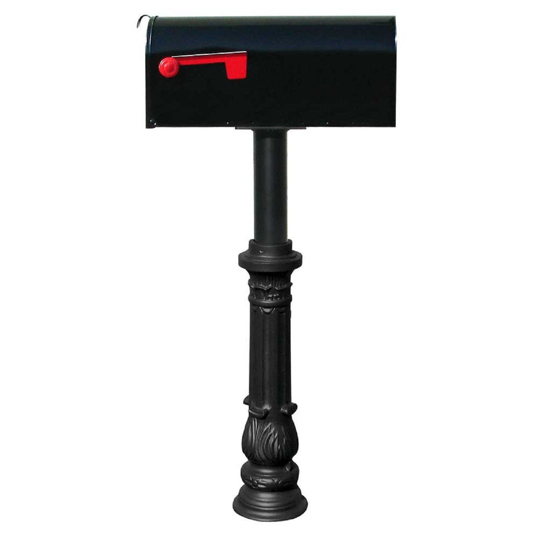 QualArc Hanford Single Mailbox Post System Cast Aluminum with E1 Economy Rural Mailbox and Mounting Plate