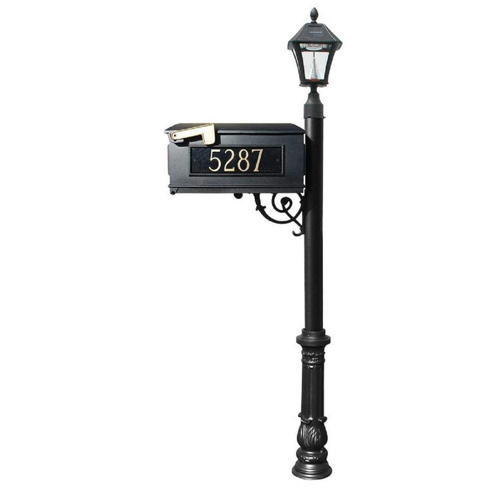 QualArc Mailbox Post Mounted Solar Lamp Black Cast Aluminum Black Custom Customized Personalized Address