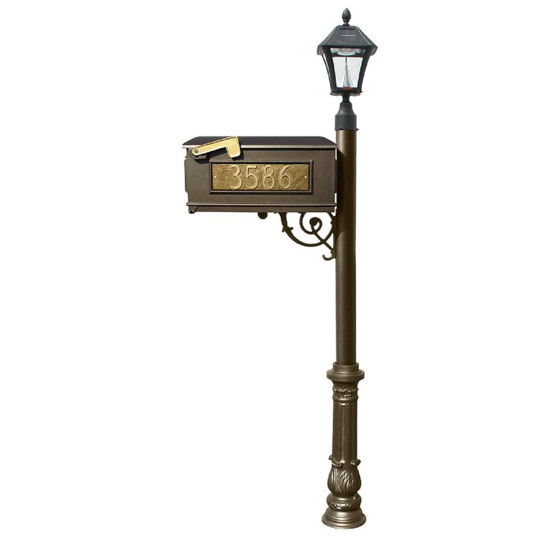 QualArc Mailbox Post Mounted Solar Lamp Black Cast Aluminum Bronze Custom Customized Personalized Address