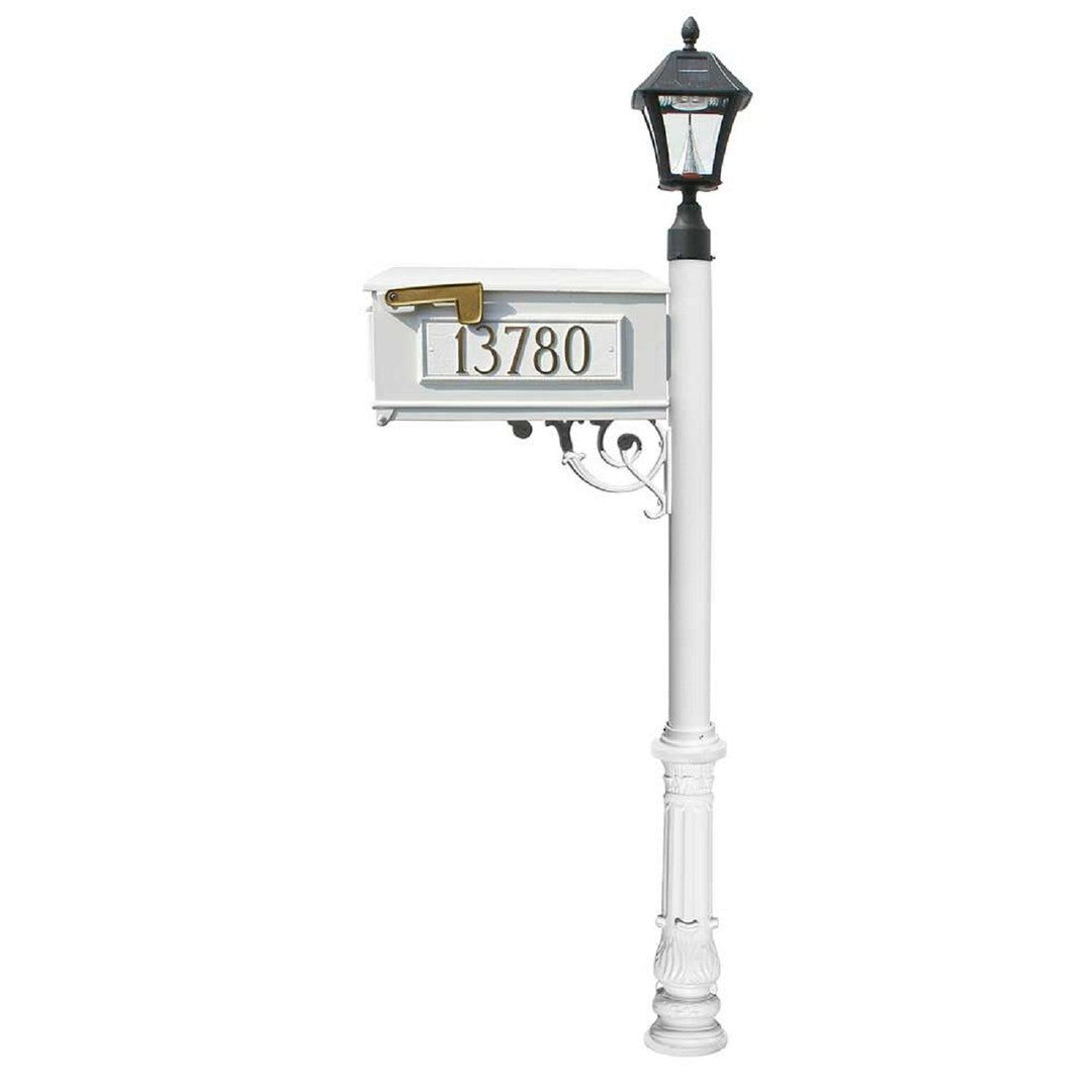 QualArc Mailbox Post Mounted Solar Lamp Black Cast Aluminum White Custom Customized Personalized Address
