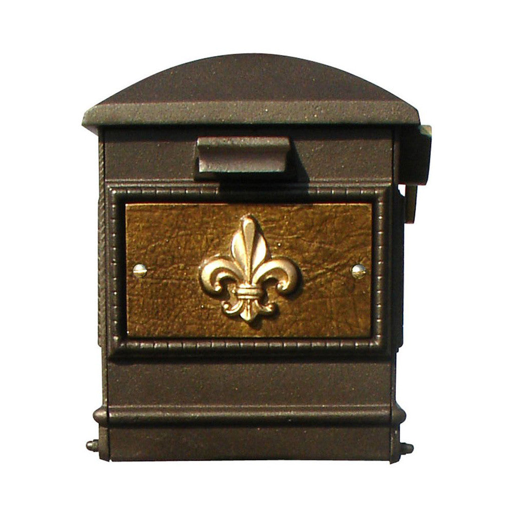 QualArc Personalized Lewiston Mailbox with Fleur De Lis in Bronze