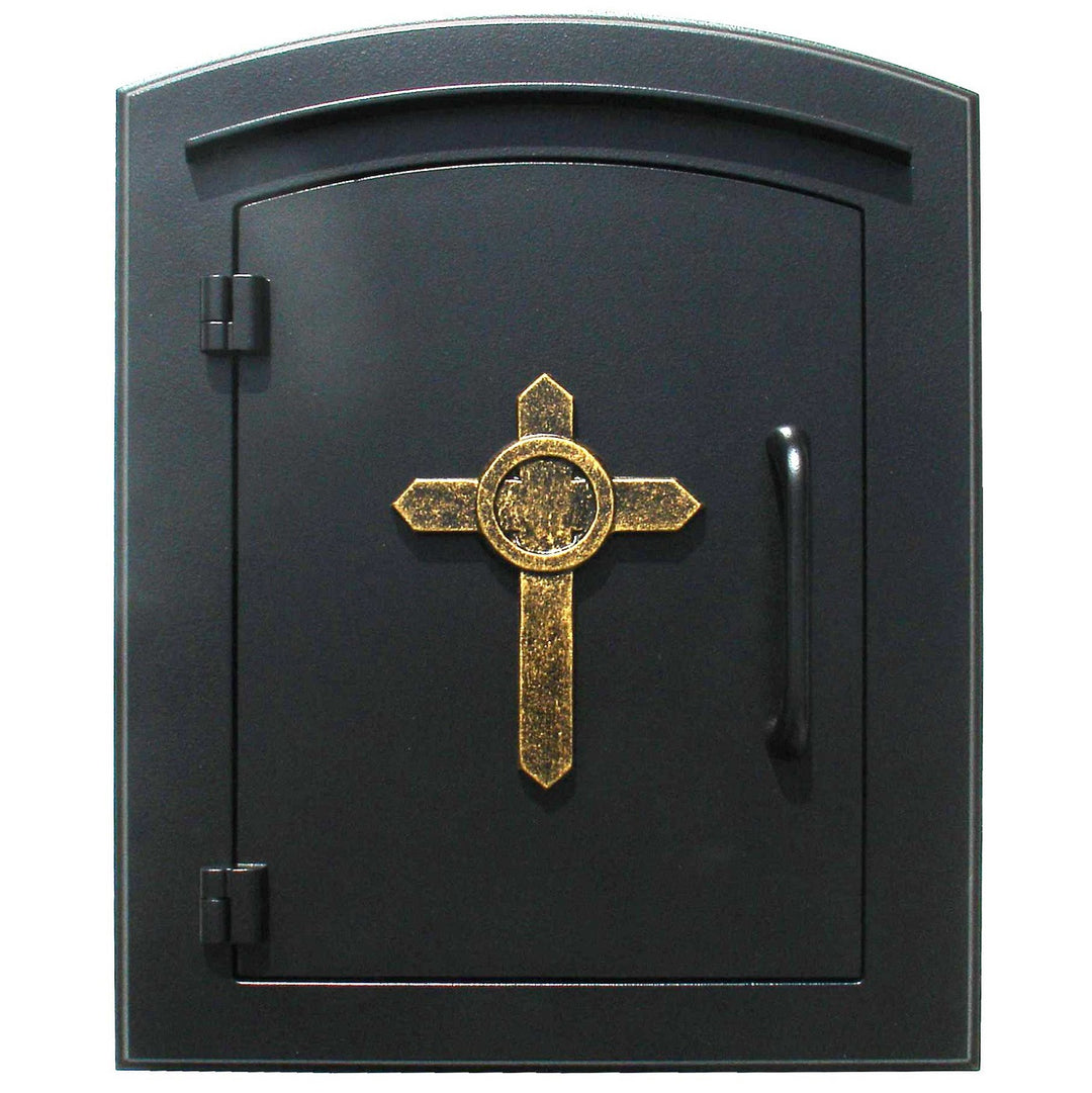 QualArc Manchester Non Locking Column Mount Mailbox with Decorative Cross Logo