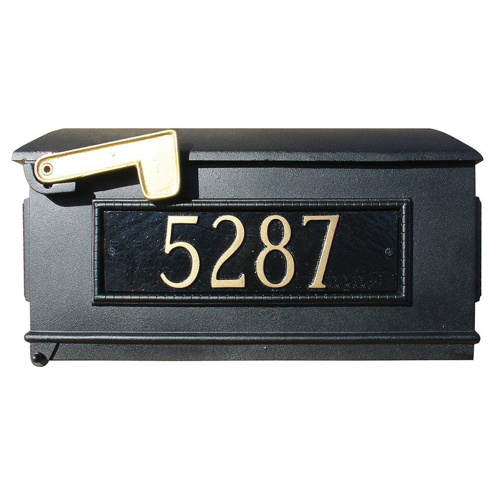 QualArc Personalized Lewiston Mailbox with Custom Address Plates in Black