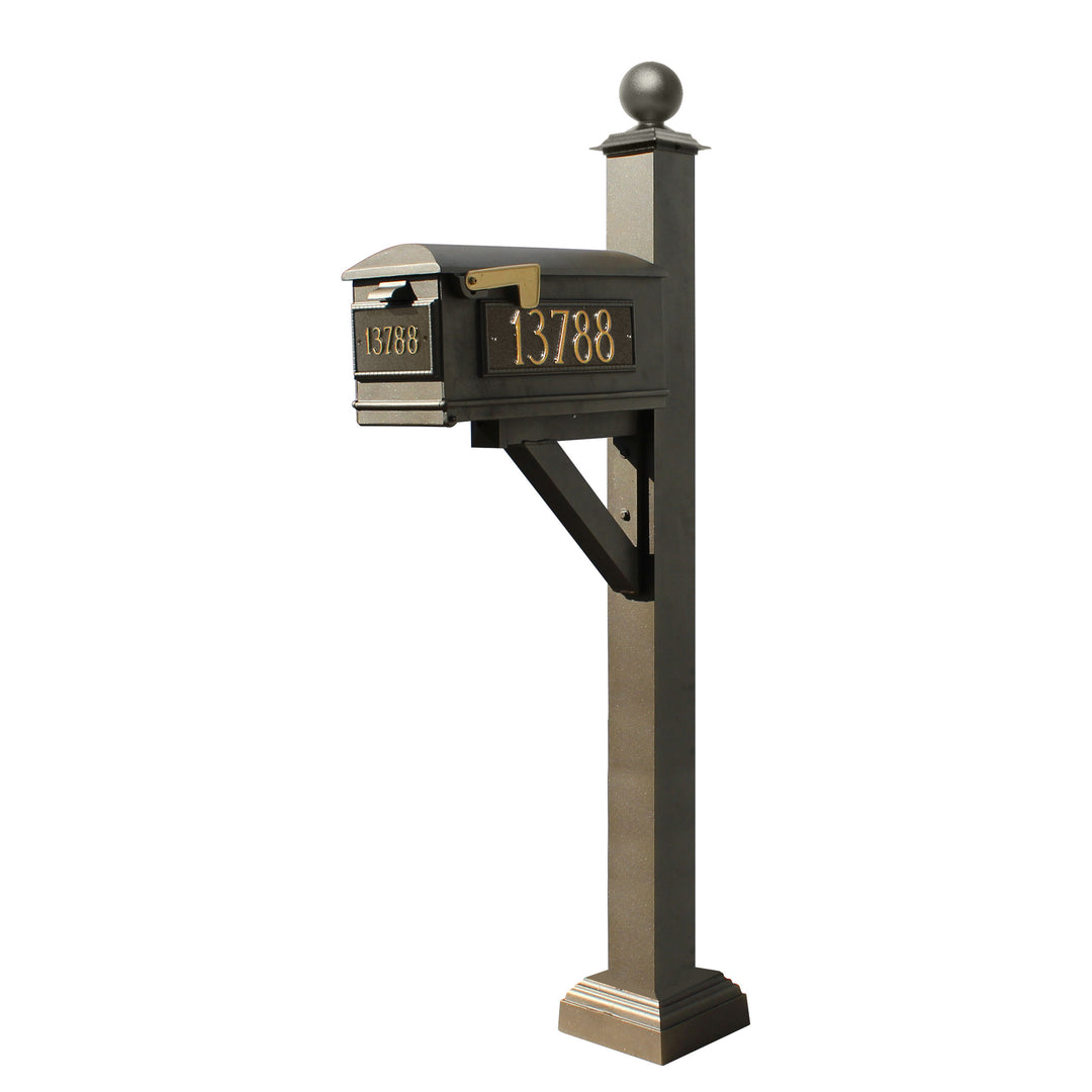 QualArc Westhaven System with Lewiston Mailbox, Square Collar & Large Ball Finial