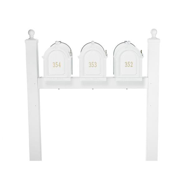 Whitehall Personalized Multi Mailbox Triple Package Posts and Customized Address Door Panels