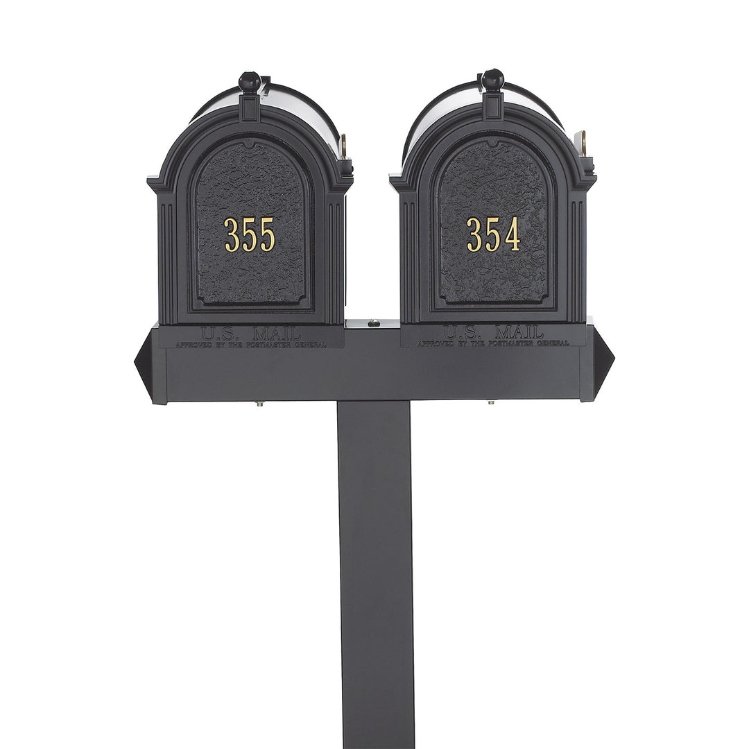 Whitehall Products Multi Mailbox Dual Capitol Package Multi 2 Two Family Black Personalized Custom Box Front View