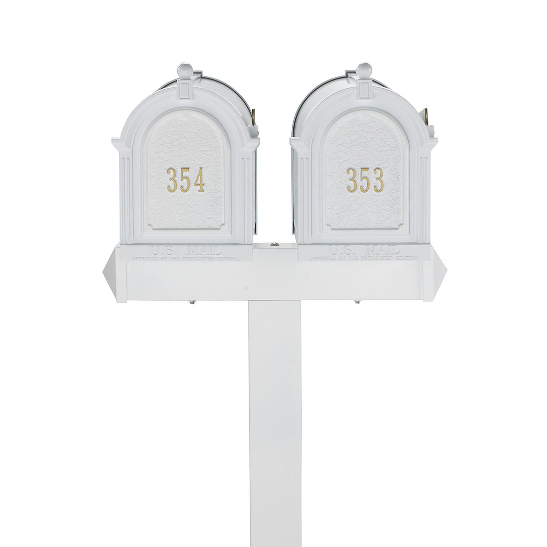 Whitehall Products Multi Mailbox Dual Capitol Package Multi 2 Two Family White Front View Personalized Custom Box