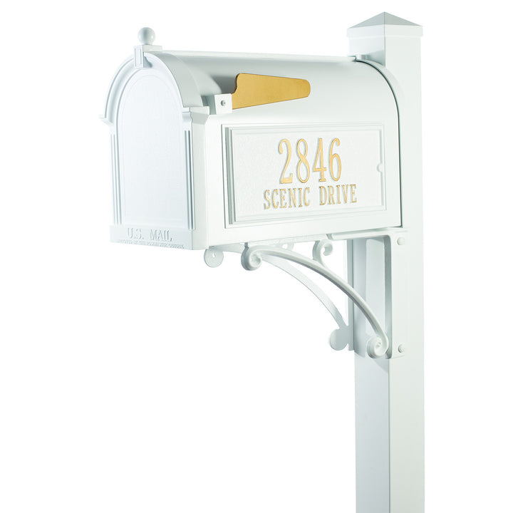 Whitehall Products Personalized Superior Custom Mailbox Package with Post Brackets and Side Plaques