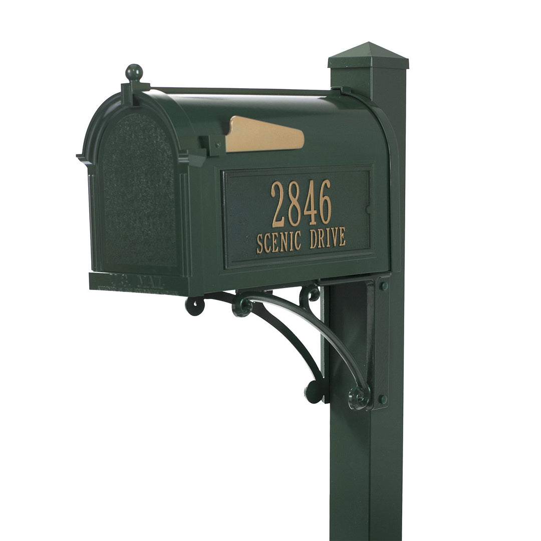 Whitehall Products Personalized Superior Custom Mailbox Package with Post Brackets and Side Plaques