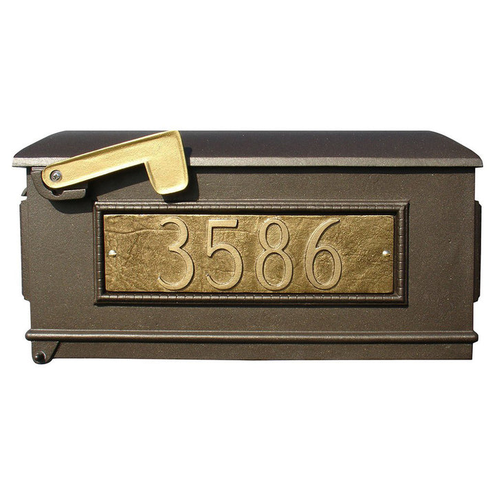 QualArc Personalized Lewiston Mailbox with Custom Address Plates in Bronze