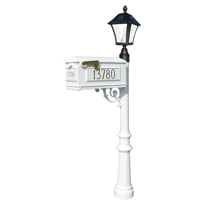 QualArc Lewiston Bayview Complete System with Mailbox, Post and Light; LMC-800-SL White Custom Personalized