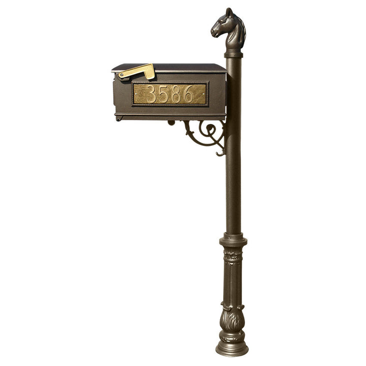 QualArc Lewiston Equine Complete Post Mailbox System with Ornate Base; LMC-701