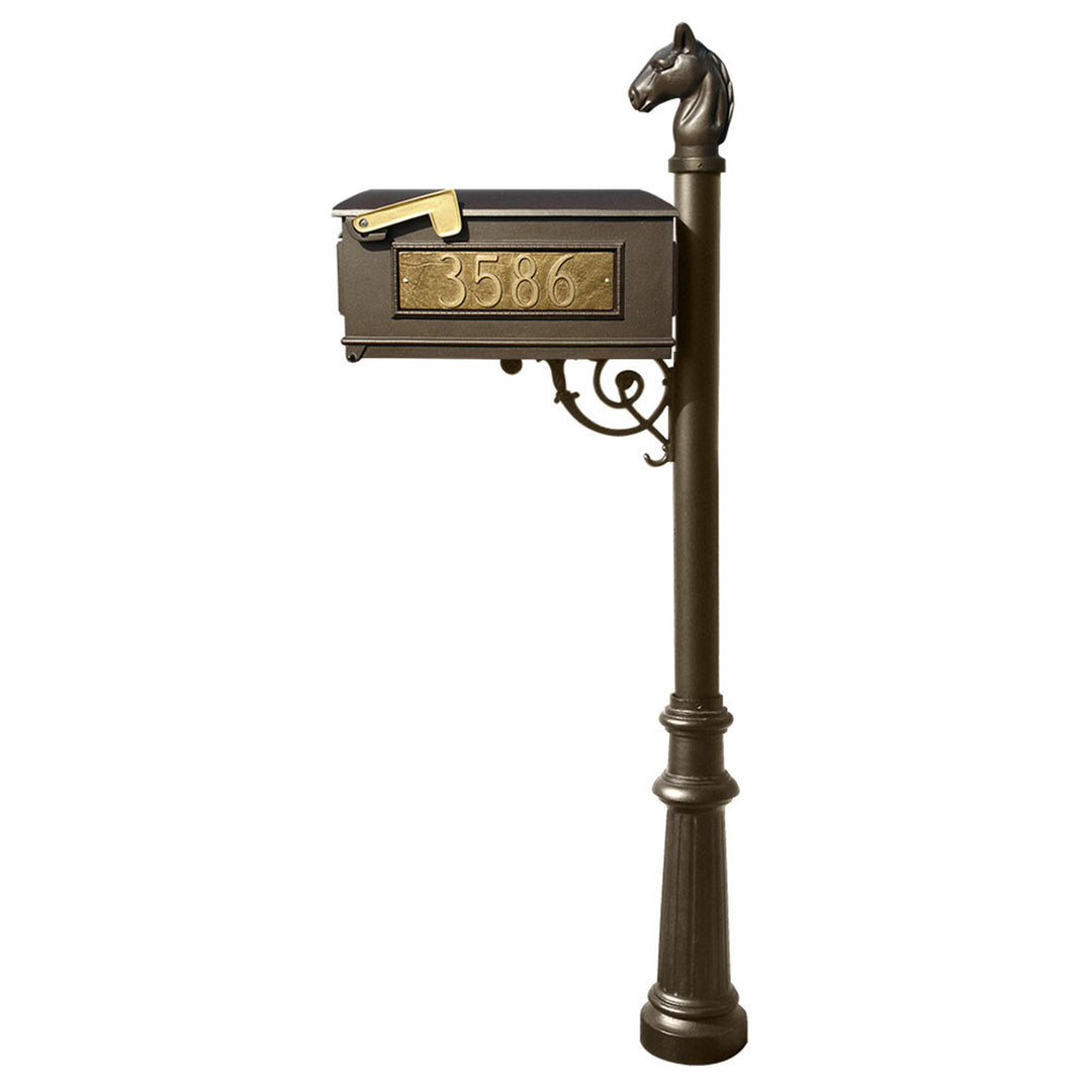 QualArc Lewiston Equine Complete Mailbox Post System with Fluted Base; LMC-801
