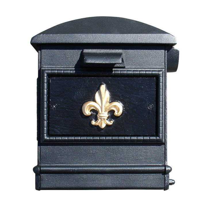 QualArc Personalized Lewiston Mailbox with Fleur De Lis in Black